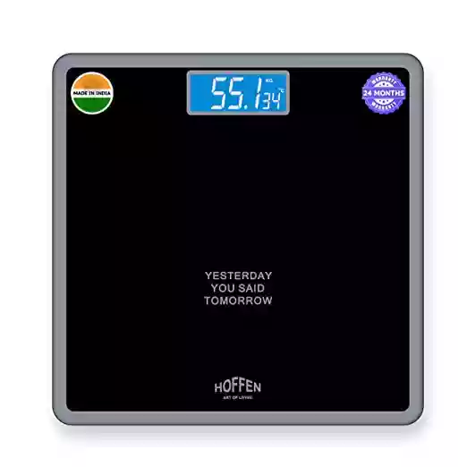 Hoffen (India) Digital Electronic LCD Personal Health Body Fitness Weighing Scale (Black) with 2 Years Warranty